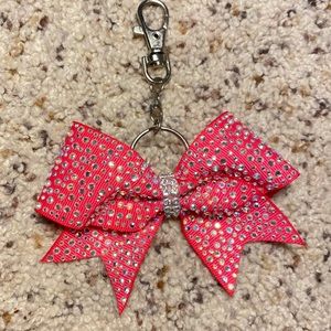 pink rhinestone bow keychain